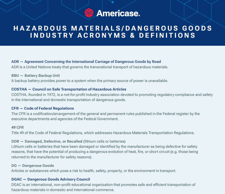 Hazardous Materials/Dangerous Goods Industry Acronyms & Definitions